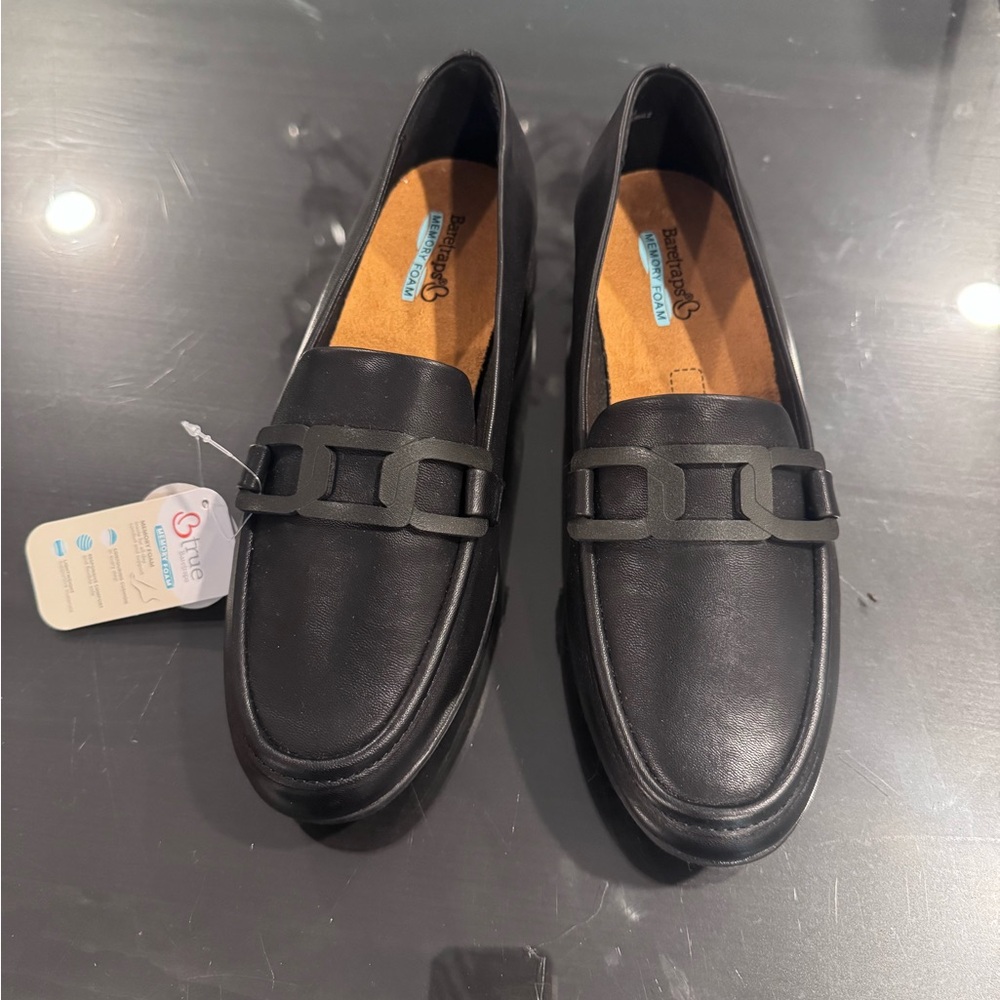 BareTraps Black Slip-On Loafers with Bit Detail